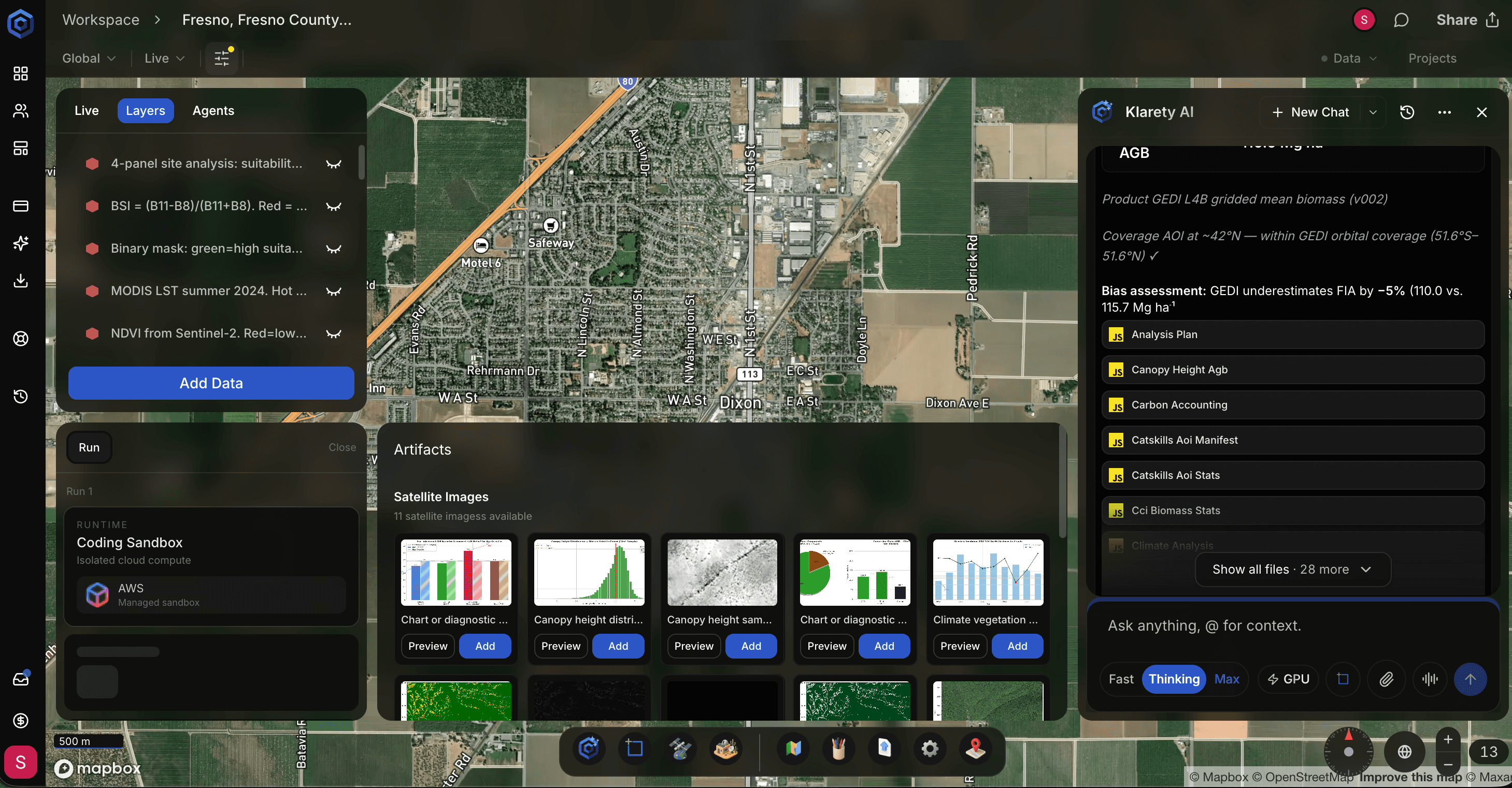 Quantitative report dashboard with charts and citations