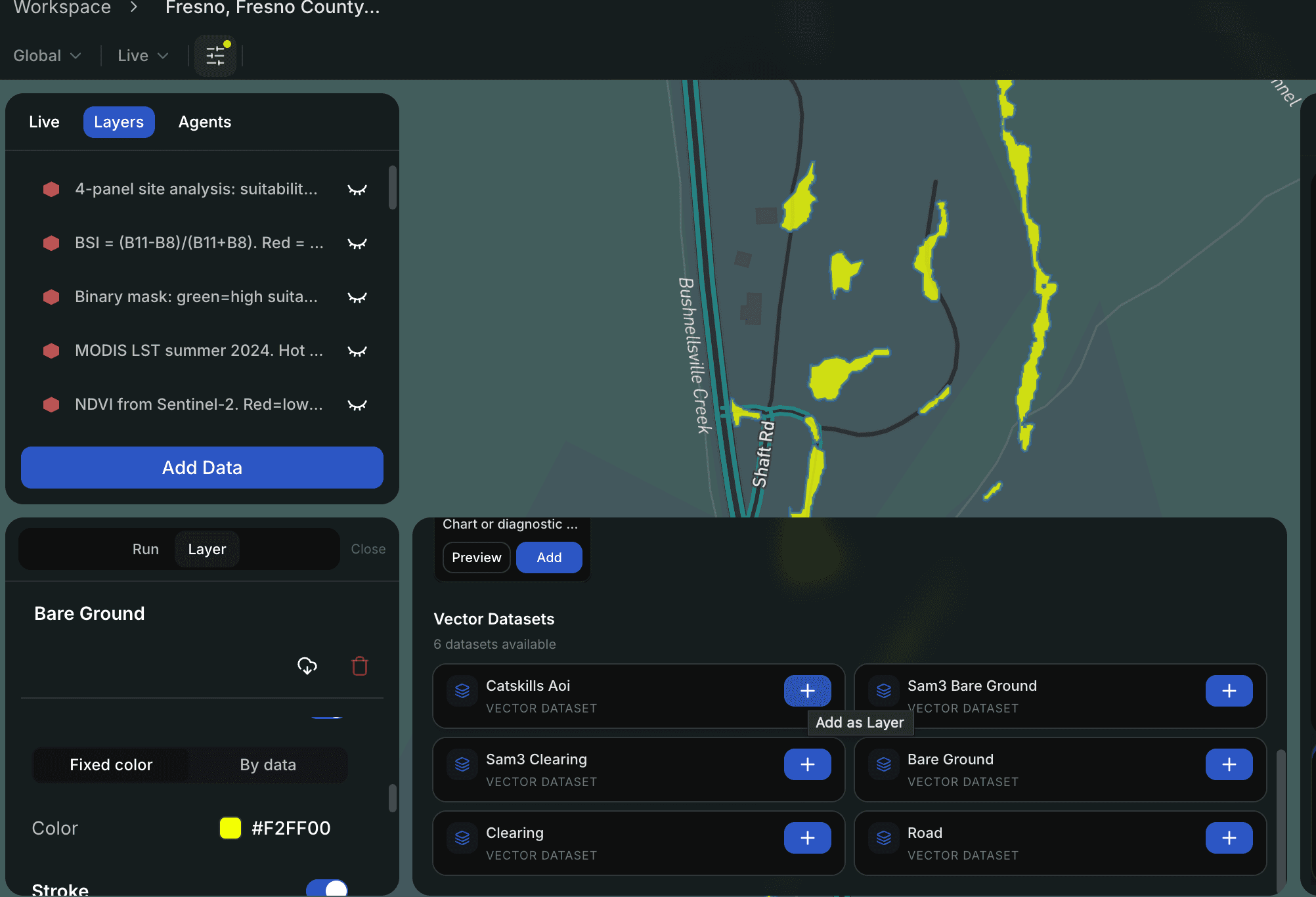 Vector layers and feature overlays on the map